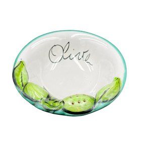 Dipinto A Mano Hand Painted Ceramic Olive Serving Dish Toothpick Holder Italy